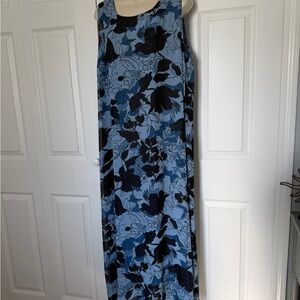 Vintage Reversible Blue Floral Sleeveless Maxi Dress